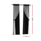 Set of 2 132x213cm Blockout Sheer Curtains Black