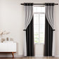 Set of 2 132x213cm Blockout Sheer Curtains Black