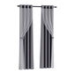 Set of 2 132x213cm Blockout Sheer Curtains Charcoal