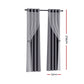 Set of 2 132x274cm Blockout Sheer Curtains Charcoal