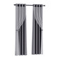 Set of 2 132x304cm Blockout Sheer Curtains Charcoal