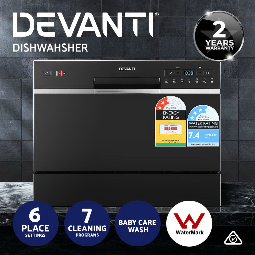 Benchtop Dishwasher 6 Place Setting Counter Bench Top Dish Washer Black