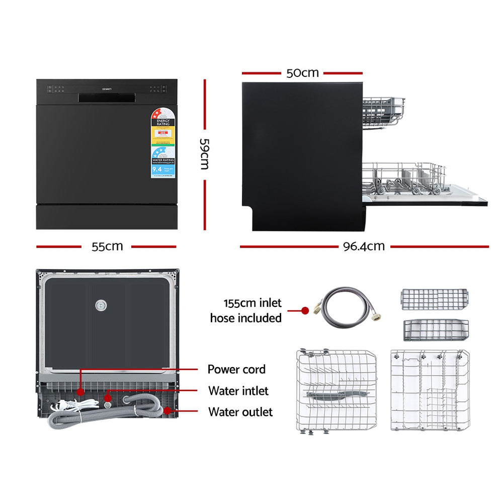 Benchtop Dishwasher Counter Bench Top Freestanding Dish Washer 8 Place