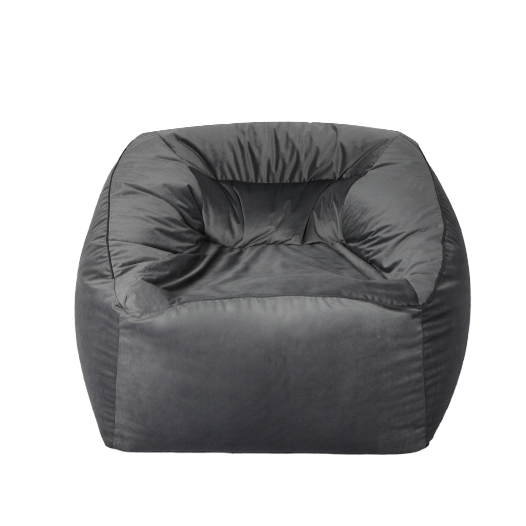 Bean Bag Chair Cover Soft Velvet Home Game Seat Lazy Sofa Cover Large - Dark Grey