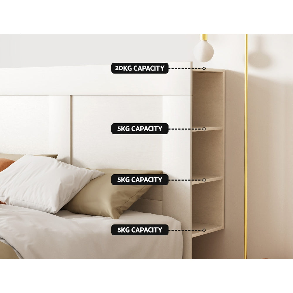 Bed Head With Shelves Headboard Bedhead Base - White King