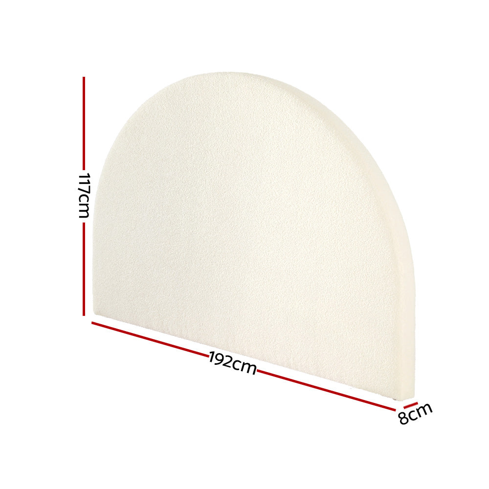 Bed Head Bouclé Headboard Bedhead Base - White King