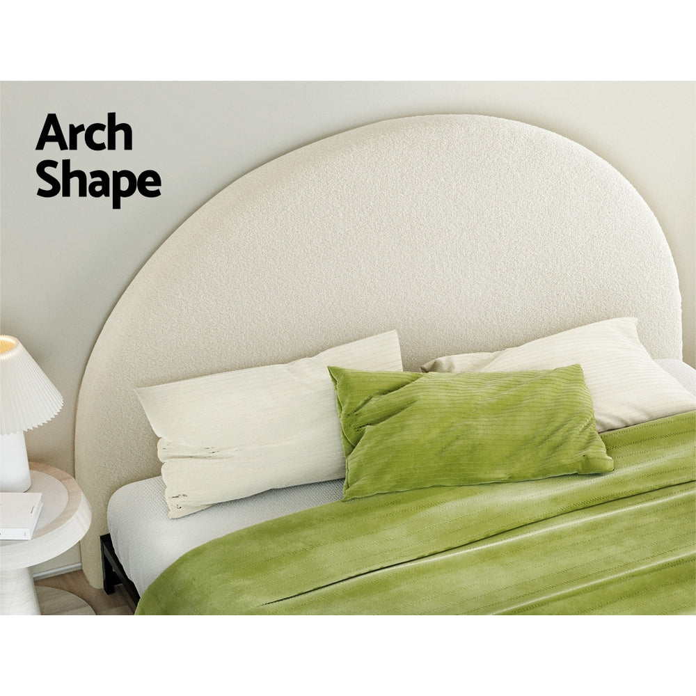 Bed Head Bouclé Headboard Bedhead Base - White King