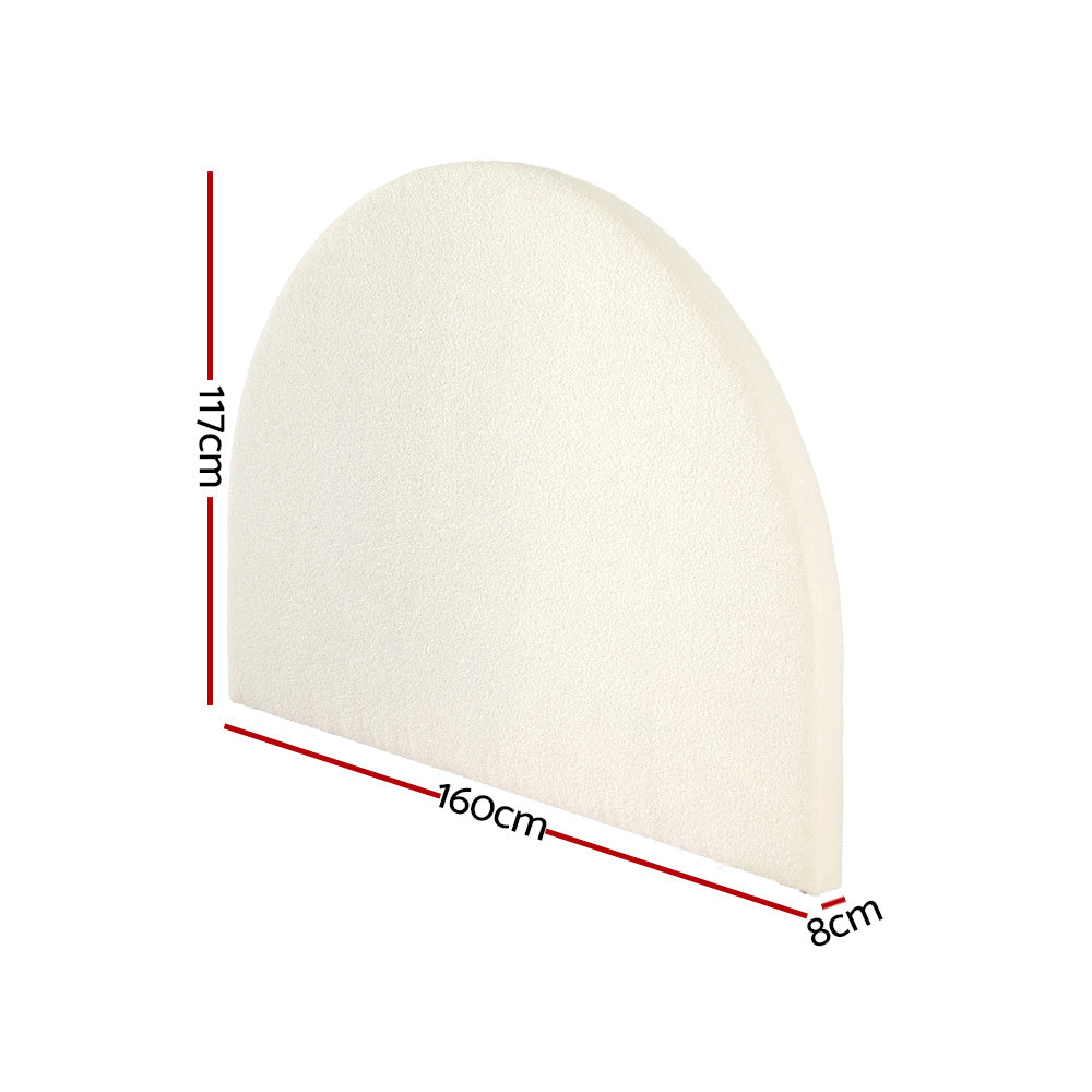 Bed Head Bouclé Headboard Bedhead Base - White Queen