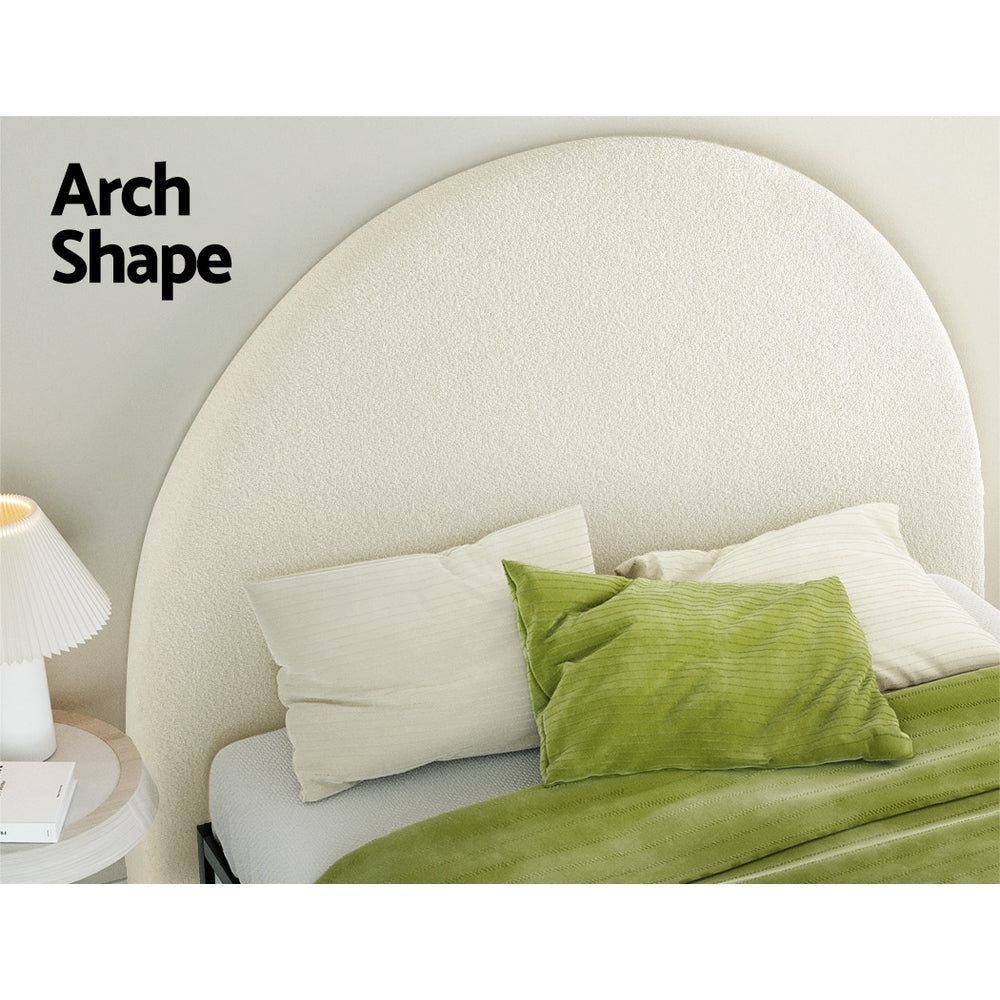 Bed Head Bouclé Headboard Bedhead Base - White Queen
