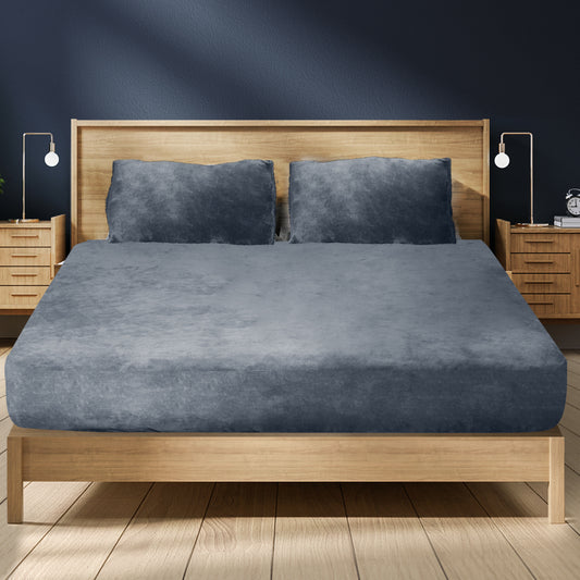 DOUBLE Ultra Soft Fitted Bedsheet with Pillowcase - Dark Grey