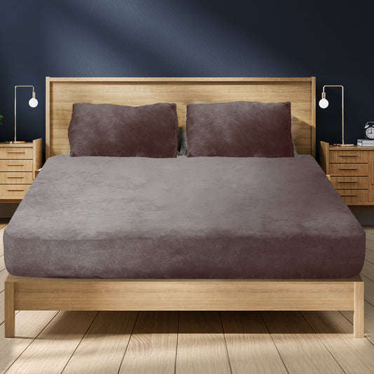 DOUBLE Ultra Soft Fitted Bedsheet with Pillowcase - Mink