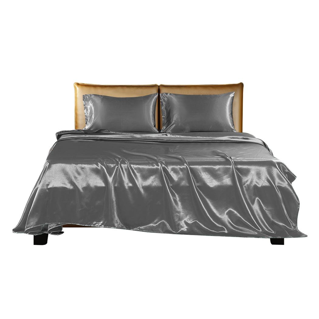 KING Sheets Fitted Flat Bed Sheet Pillowcases - Summer Grey