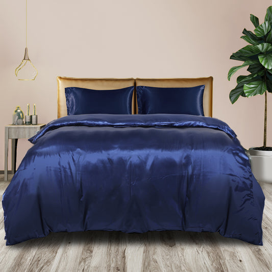 KING Quilt Cover Set Bedspread Pillowcases - Summer Blue