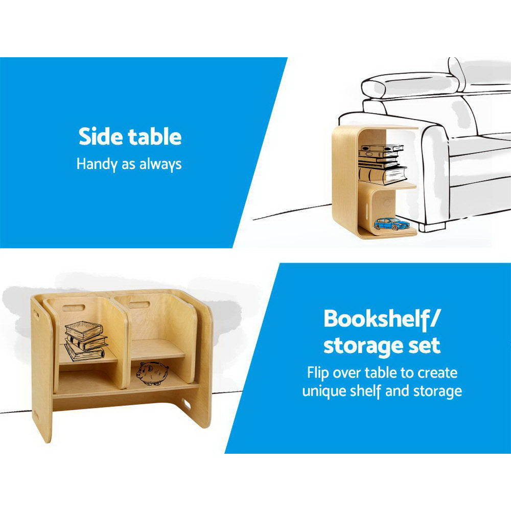 Pathy 3-Piece Kids Table & Chairs Set Nordic Desk Activity Compact Children - Wood