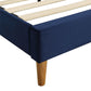 Venlo Bed Frame Base Platform Wooden Velvet with Headboard Blue - Double