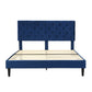 Assen Bed Frame Base Platform Wooden Velvet with Headboard Blue - Queen