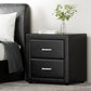 Kildonan PVC Leather Bedside Tables with 2 Drawers - Black