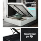 Boston LED Bed Frame PU Leather Gas Lift Storage - White Double