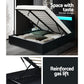 Boston LED Bed Frame Leather Gas Lift Storage - Black Queen