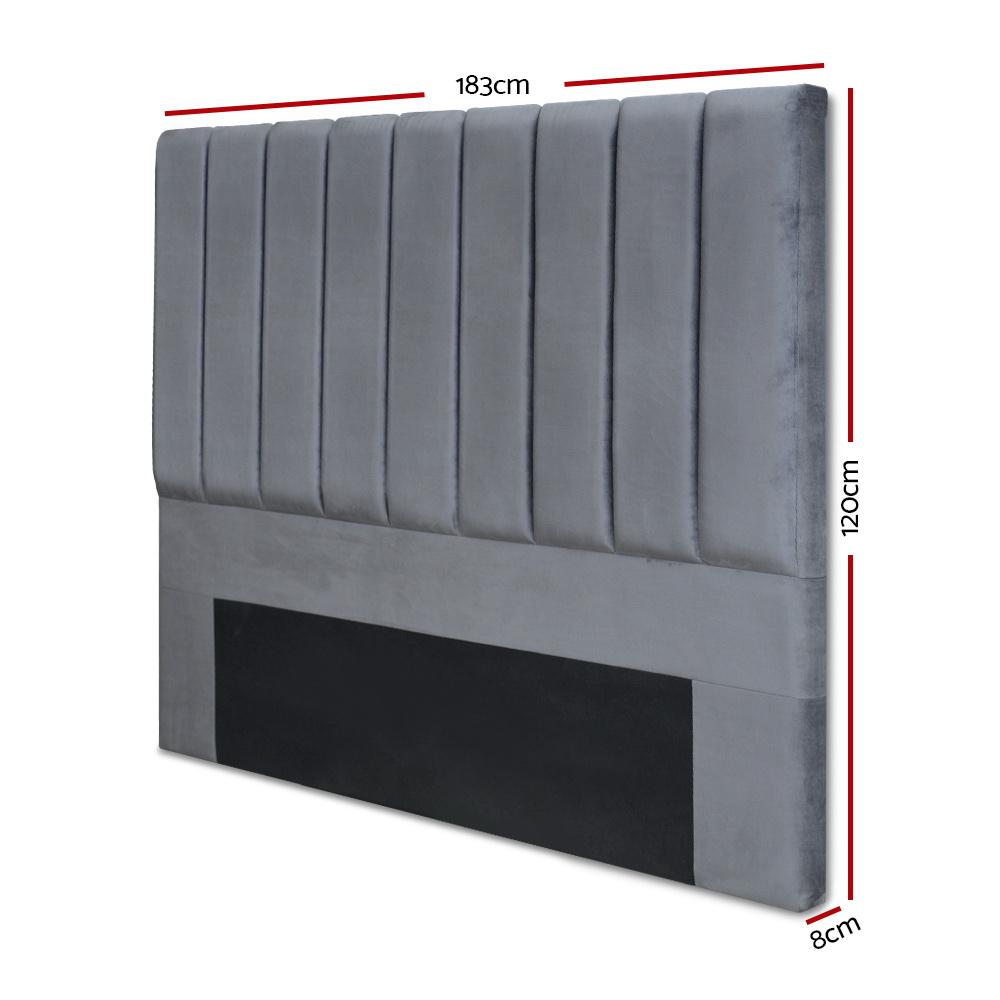 Bed Headboard Velvet - Grey King