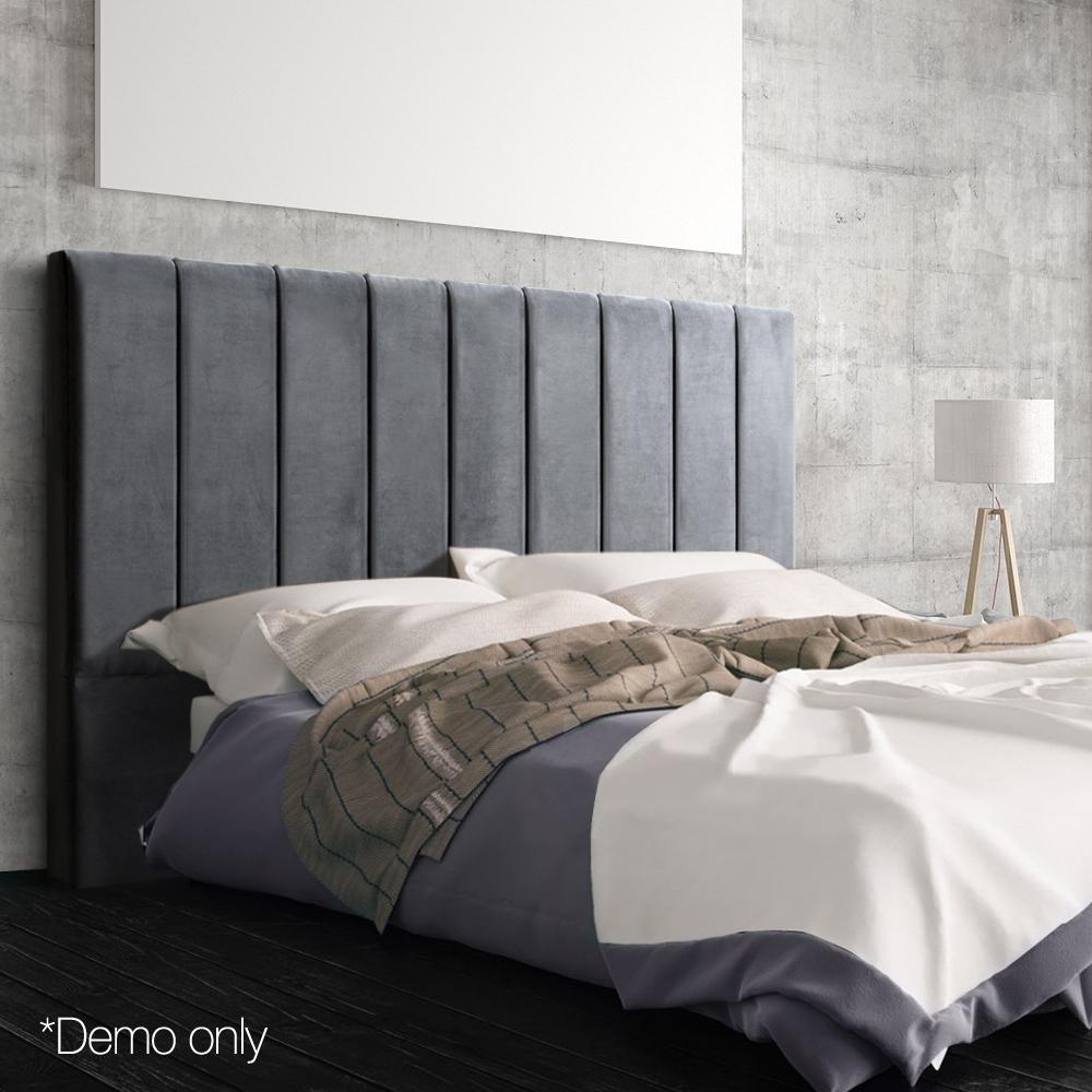 Bed Headboard Velvet - Grey King