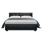 Savannah Bed Frame PU Leather Gas Lift Storage - Black Double