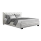 Savannah Bed Frame Fabric Gas Lift With Storage - White King