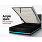 Azalea LED Bed Frame PU Leather Gas Lift Storage - Black King Single