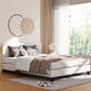 Sean Bed Frame Fabric Boucle Platform Wooden - White Queen