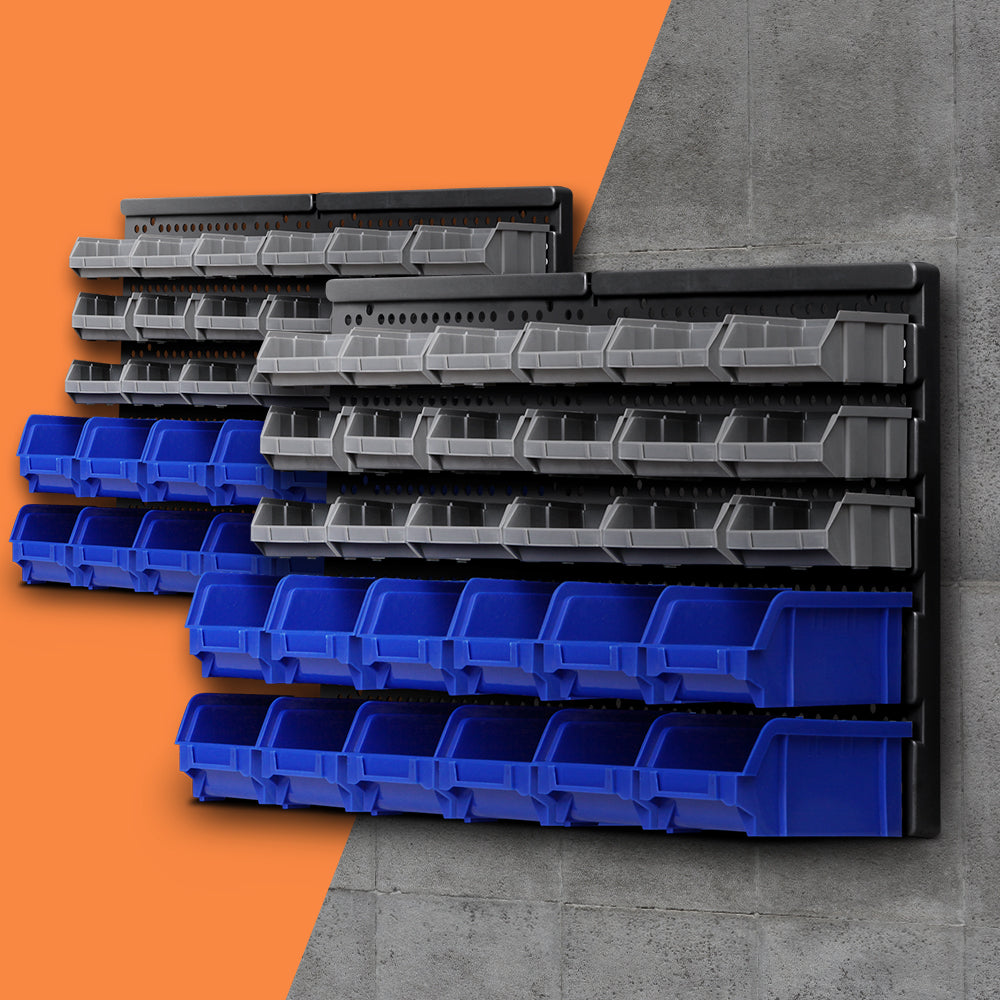 60 Bin Wall Mounted Rack Storage Tools Garage Organiser Shed Work Benc ...
