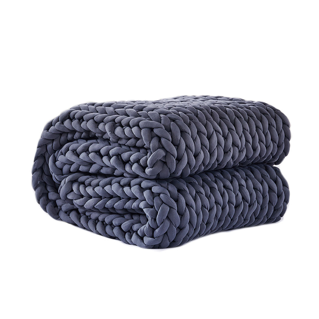 Whimsy Weighted Throw Soft Blanket Knitted Chunky Bulky Knit 6.5KG - Dark Grey