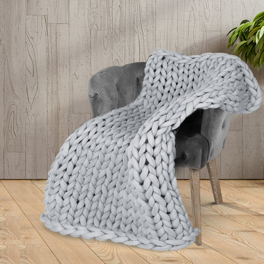 Whimsy Weighted Throw Soft Blanket Knitted Chunky Bulky Knit 3KG - Grey