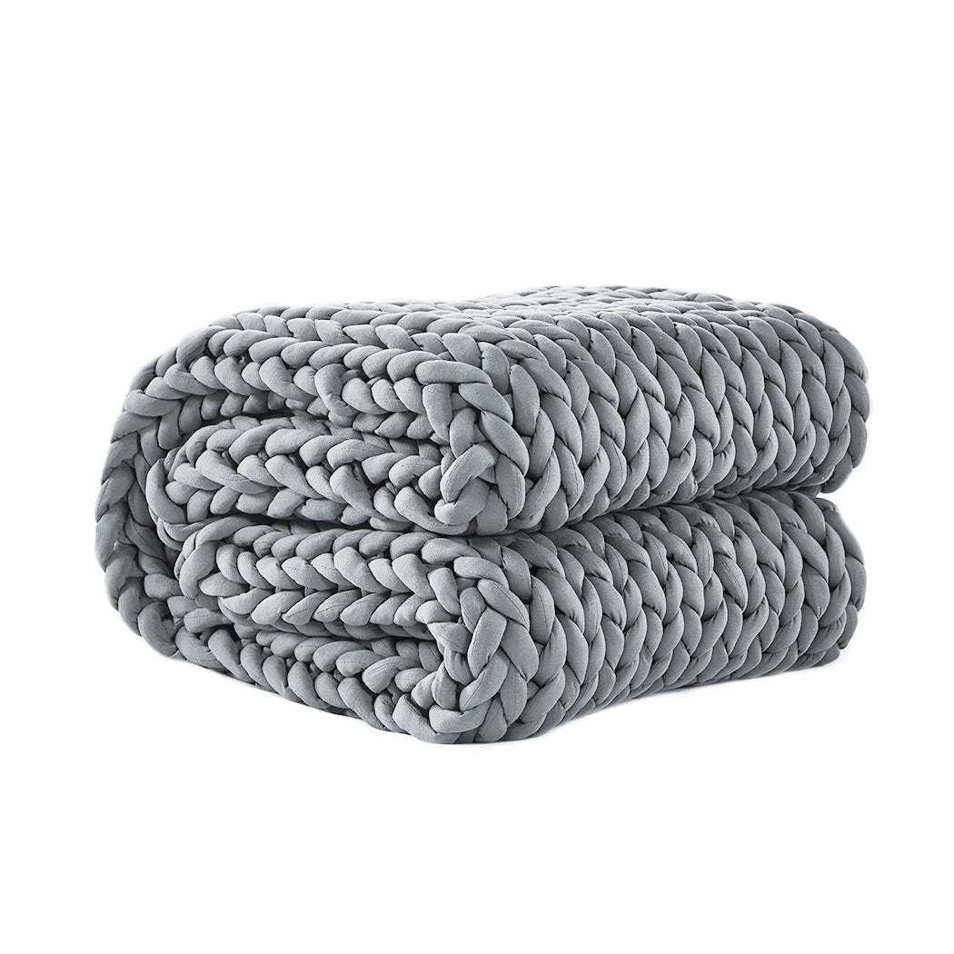 Whimsy Weighted Soft Blanket Knitted Chunky Bulky Knit 3KG - Grey