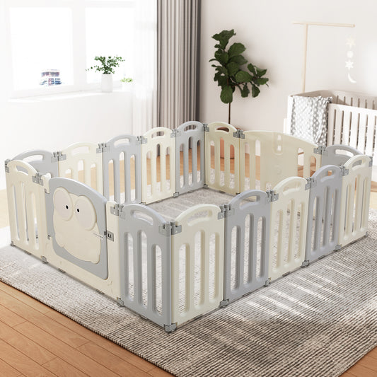 Baby Playpen 16 Panels Foldable Toddler Fence Safety Play Activity Centre