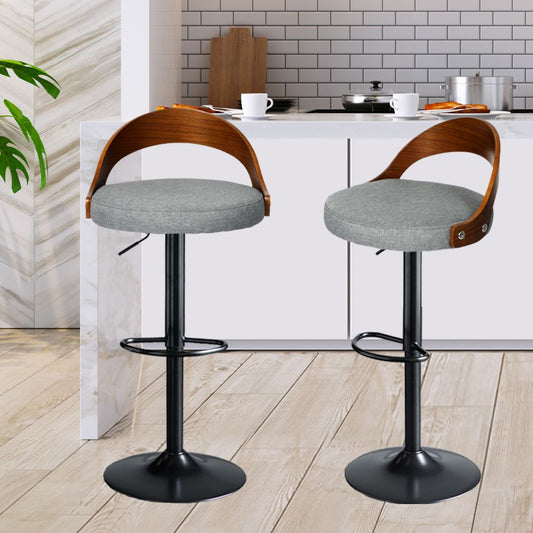 82.5cm Essen Bar Stools Kitchen Gas Lift Wooden Beech Stool Chair Swivel Barstools - Grey