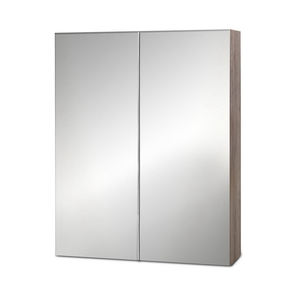 Bathroom Mirror Cabinet Vanity Medicine Shave Wooden Natural 600mm x720mm