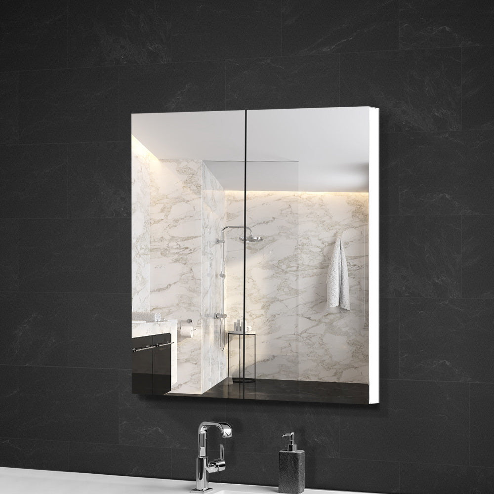 Bathroom Vanity Mirror with Storage Cabinet - White 600 x 150 x 720mm