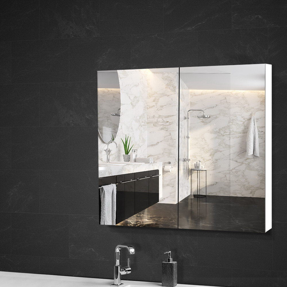 Bathroom Vanity Mirror with Storage Cabinet - White 750mm x 150mm x 720mm