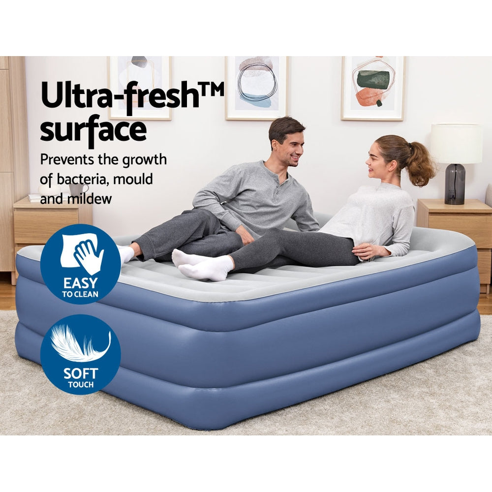 Factory Buys 61cm Air Mattress Inflatable Bed Airbed - Blue Queen