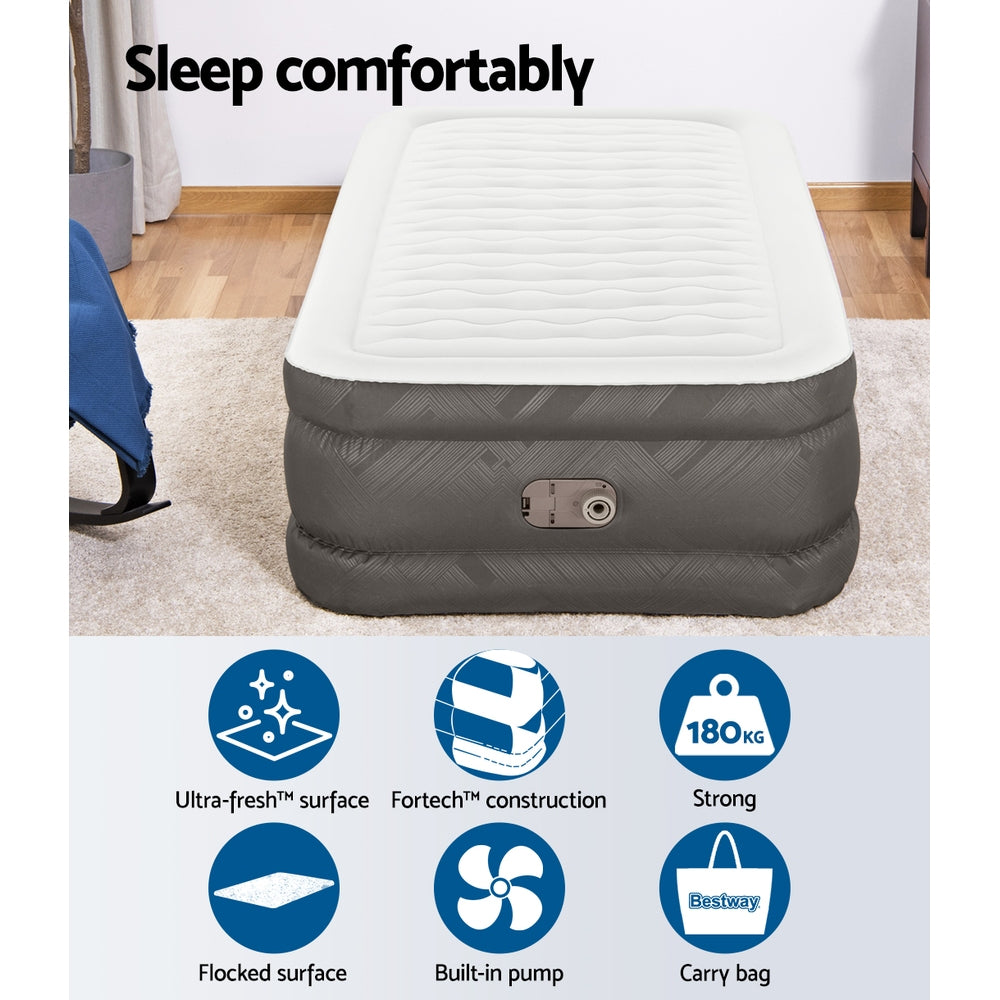 Factory Buys 46cm Air Mattress Inflatable Bed Airbed - Grey Single