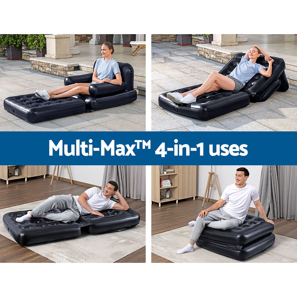 Mirah Inflatable Air Chair Seat Lounge Couch Lazy Sofa Blow Up Ottoman - Black