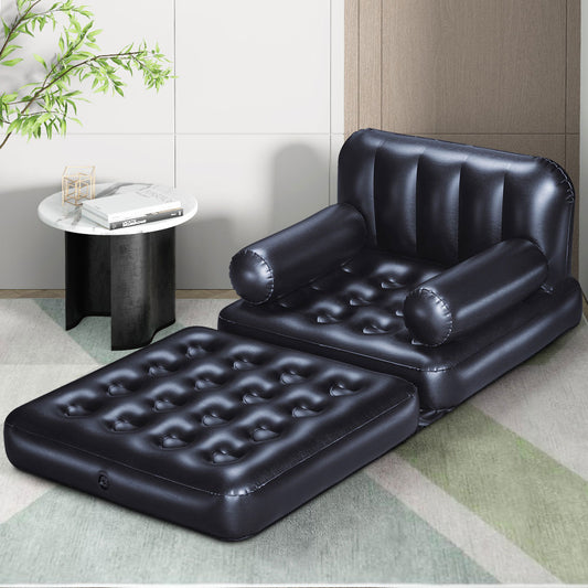 Mirah Inflatable Air Chair Seat Lounge Couch Lazy Sofa Blow Up Ottoman - Black