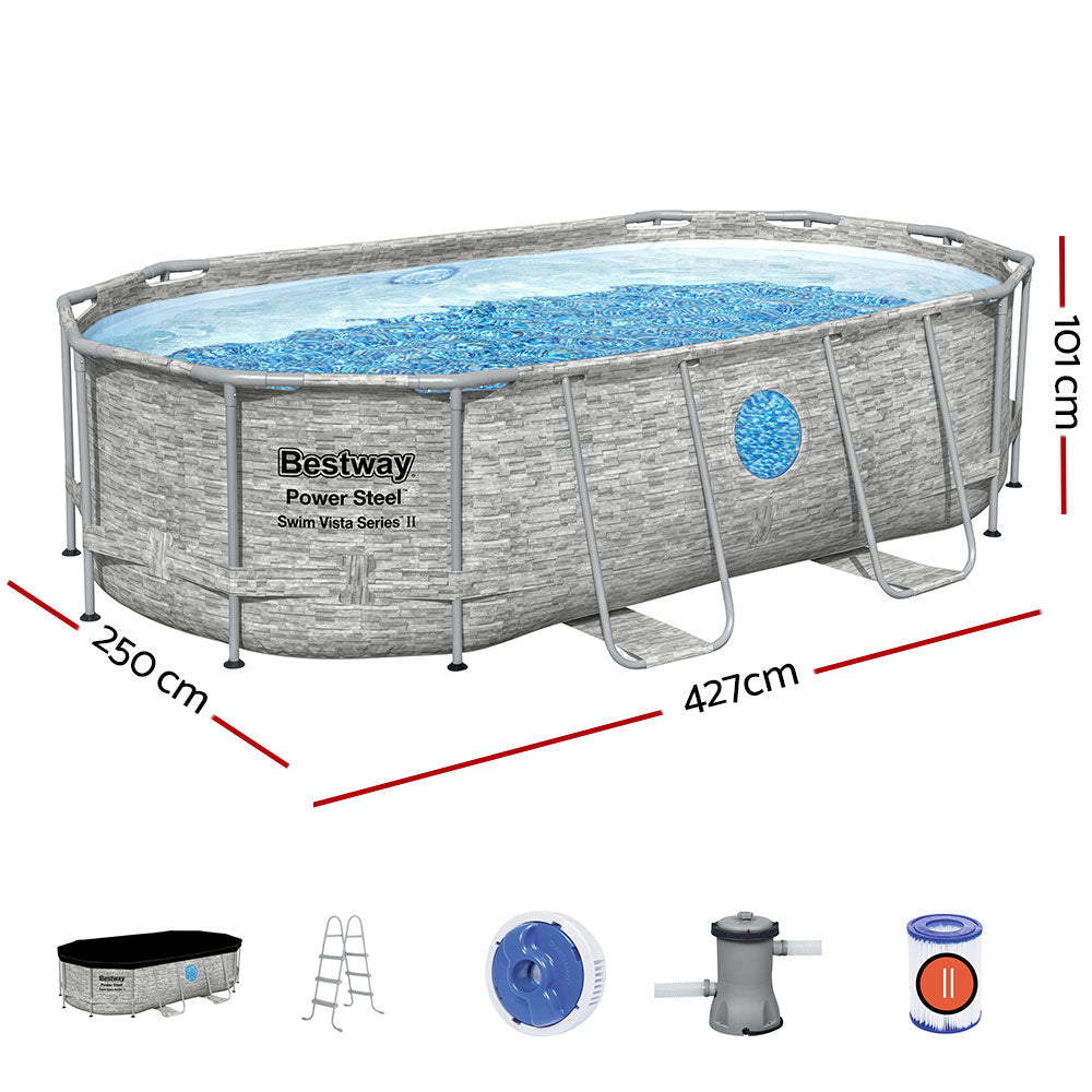 Factory Buys Swimming Pool Above Ground Pools Power Steel Frame Filter Pump 4.27M