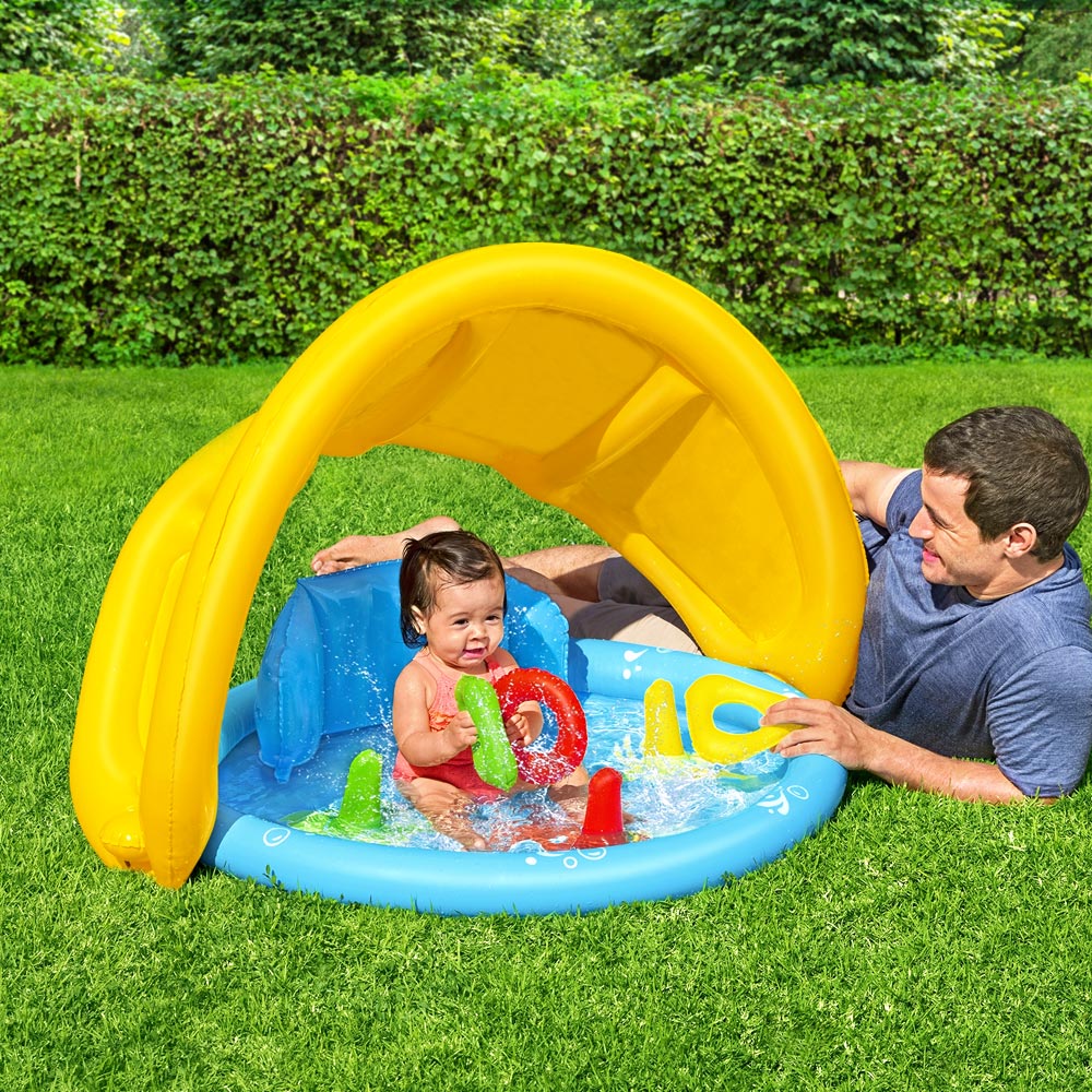 Bestway Kids Pool 115x89x76cm Inflatable Play Swimming Pools w/ Canopy ...