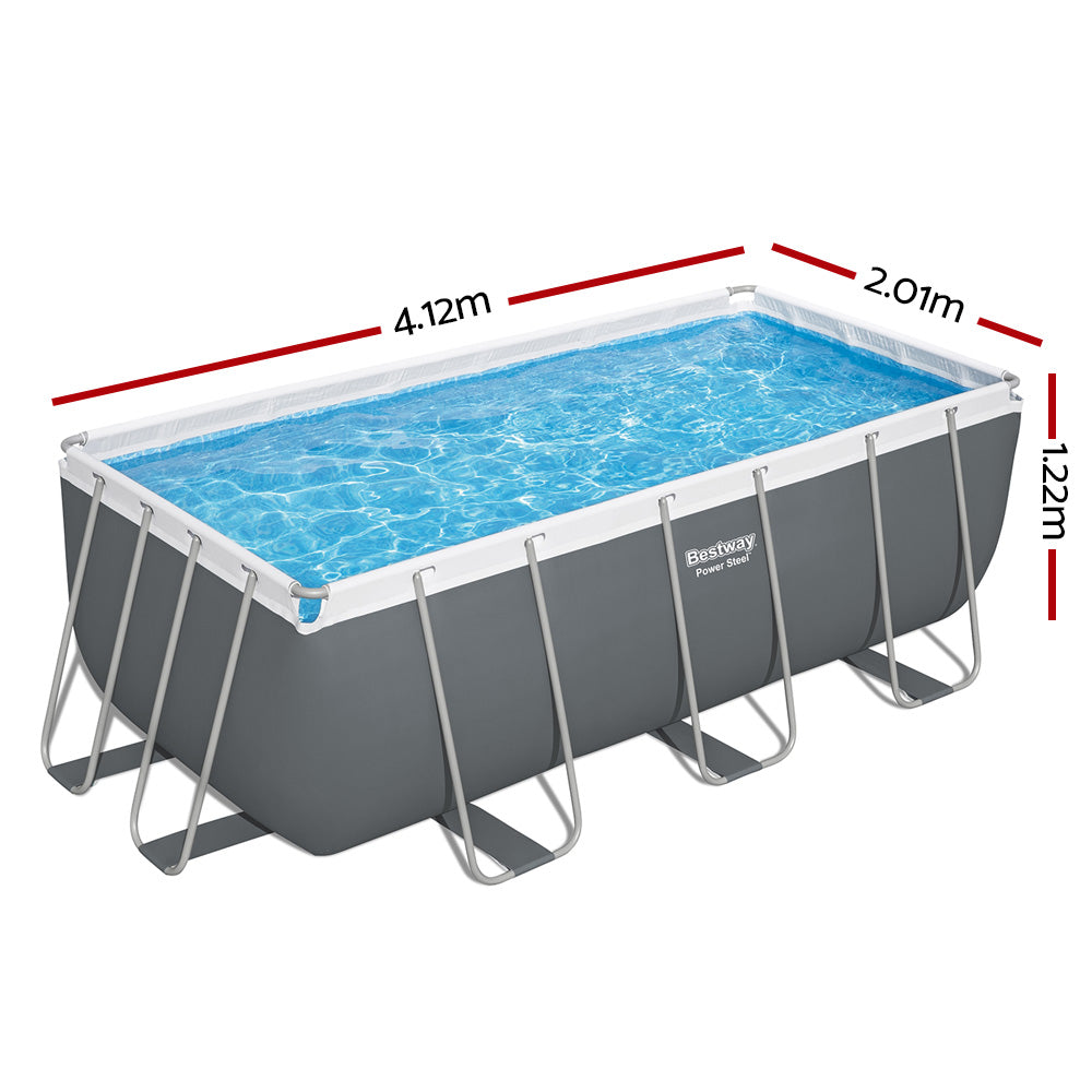 Above Ground Swimming Pool 4.12x2.01m Power Metal Frame Filter Pump