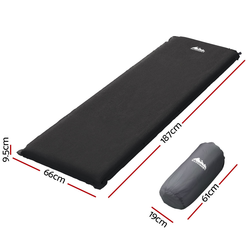 Self-Inflating Mattress Camping Sleeping Mat Air Bed Pad Single Black