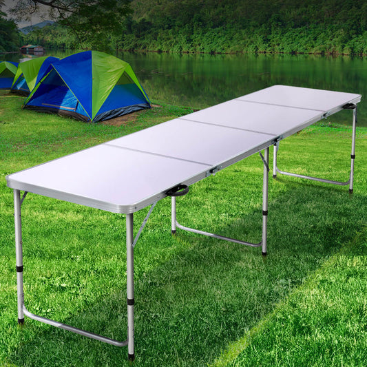 Folding Camping Table 240cm Portable Outdoor Picnic BBQ Aluminium Desk