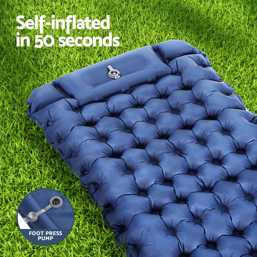 Self-Inflating Mattress Camping Sleeping Mat Air Bed Single Pillow Bag