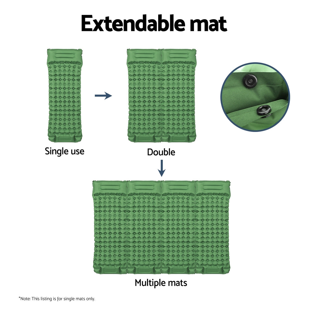 Self-Inflating Mattress Camping Sleeping Mat Air Bed Pad Single Pillow