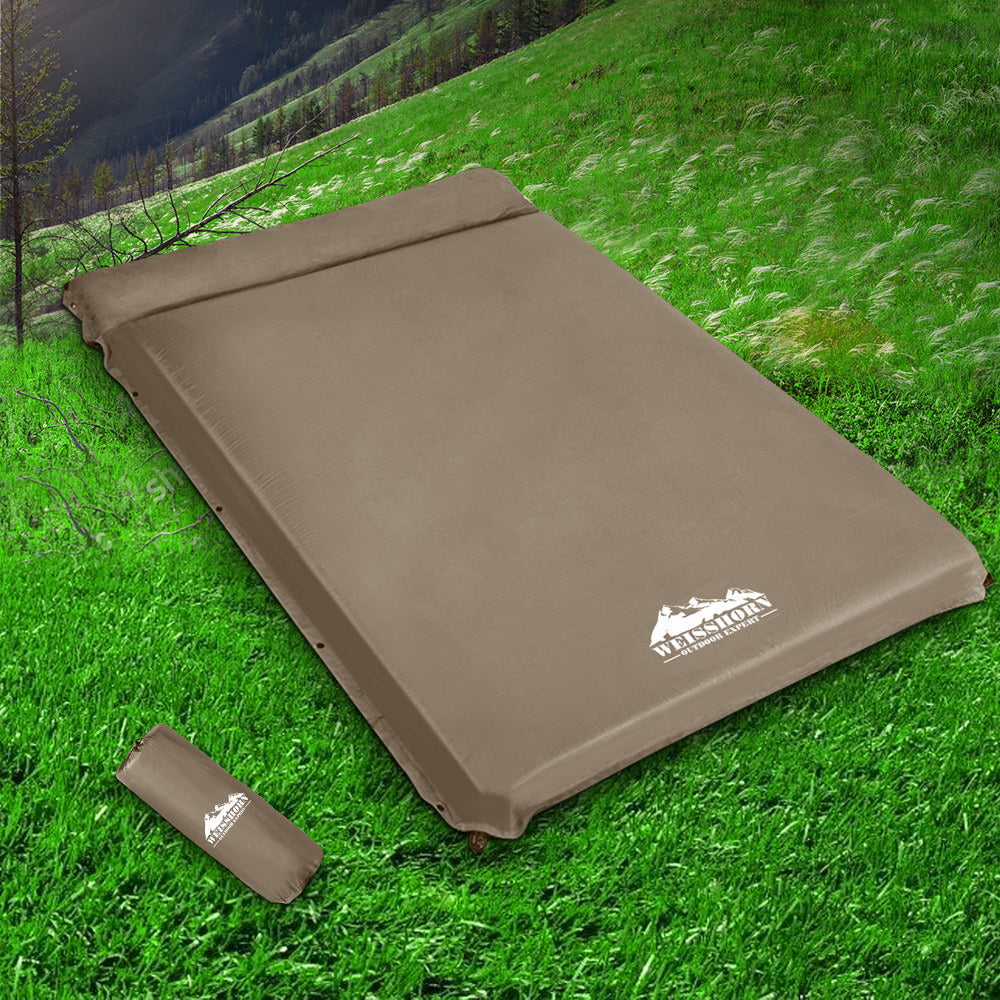 Self-Inflating Mattress 10CM Camping Sleeping Mat Air Double Coffee